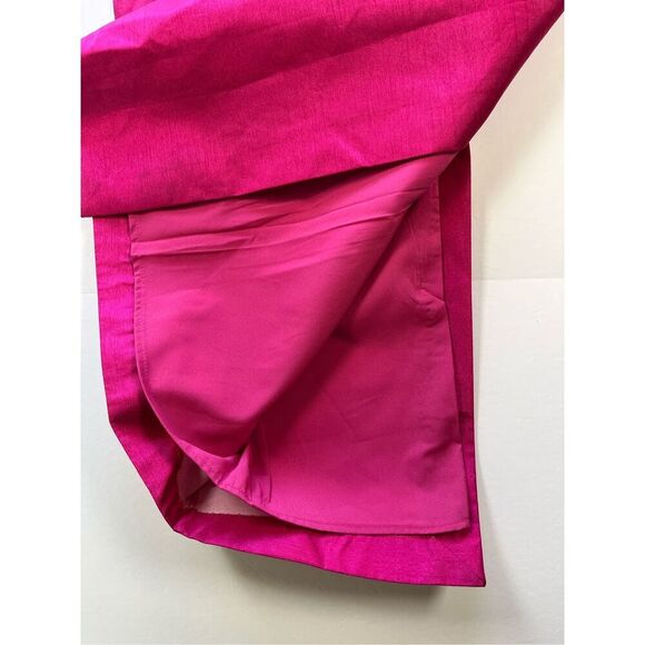 NEW Aliava Tiffany Dupioni Puff Sleeve Maxi Dress Hot Pink Midi Length Size XL - Picture 9 of 15